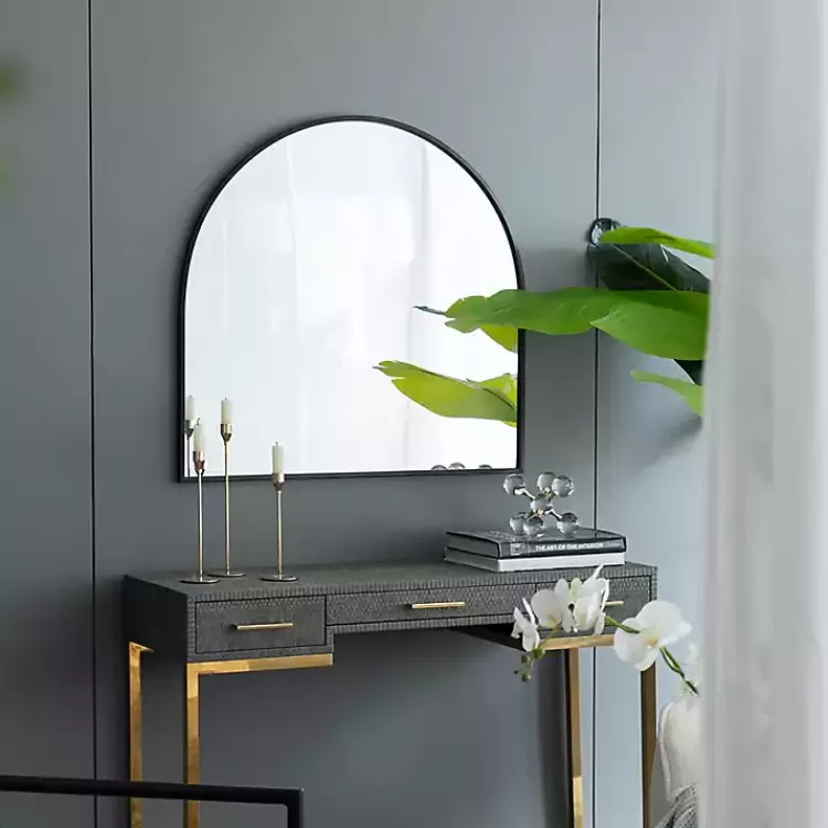 black_wide_arched_wall_mirror_6.webp Wide Arched Wall Mirror>Kirklands Home Fashion