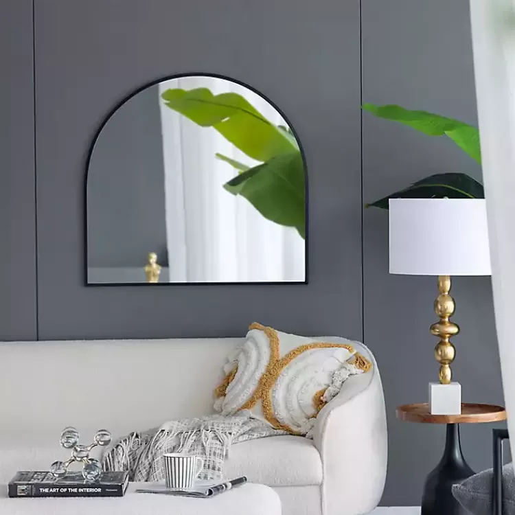 black_wide_arched_wall_mirror_7.webp Wide Arched Wall Mirror>Kirklands Home Fashion