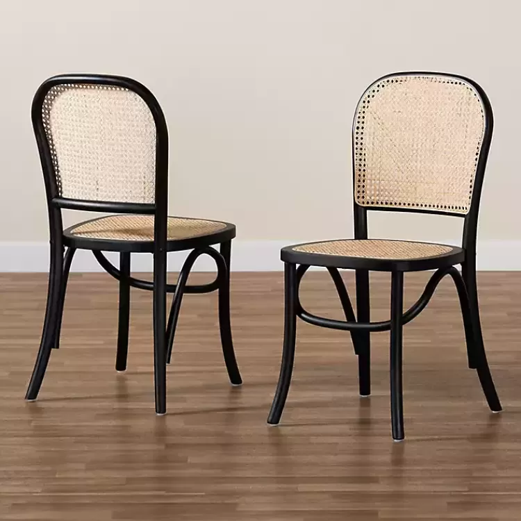 Black Wood & Rattan Bree Dining Chairs, Set of 2>Kirklands Home Flash Sale