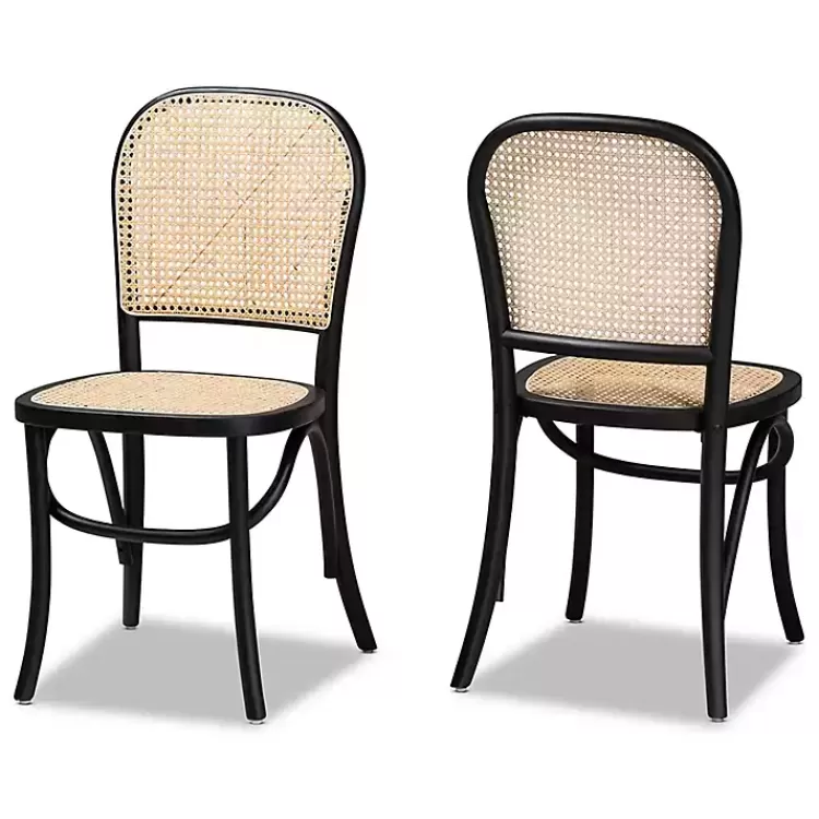 Black Wood & Rattan Bree Dining Chairs, Set of 2>Kirklands Home Flash Sale