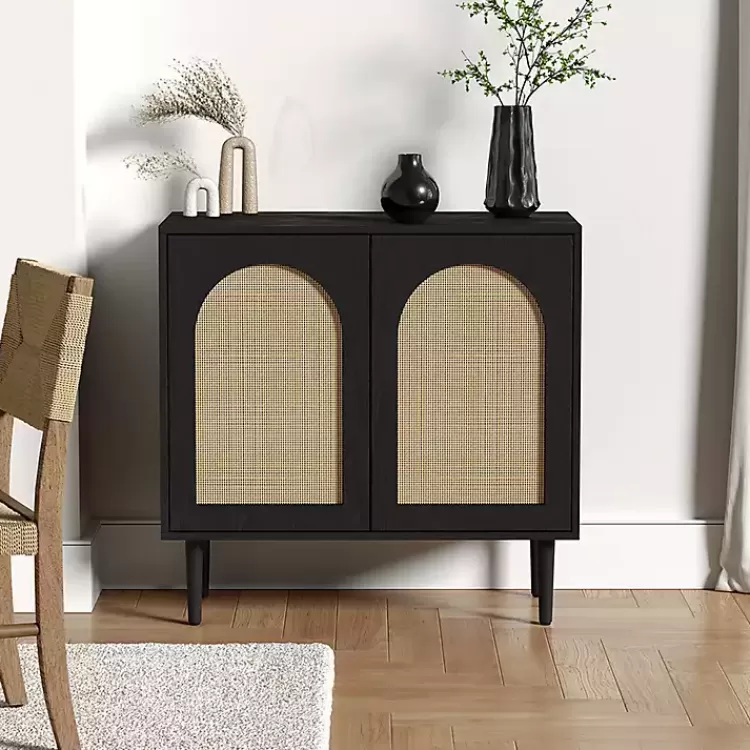 Wood and Arched Rattan 2-Door Cabinet>Kirklands Home Flash Sale