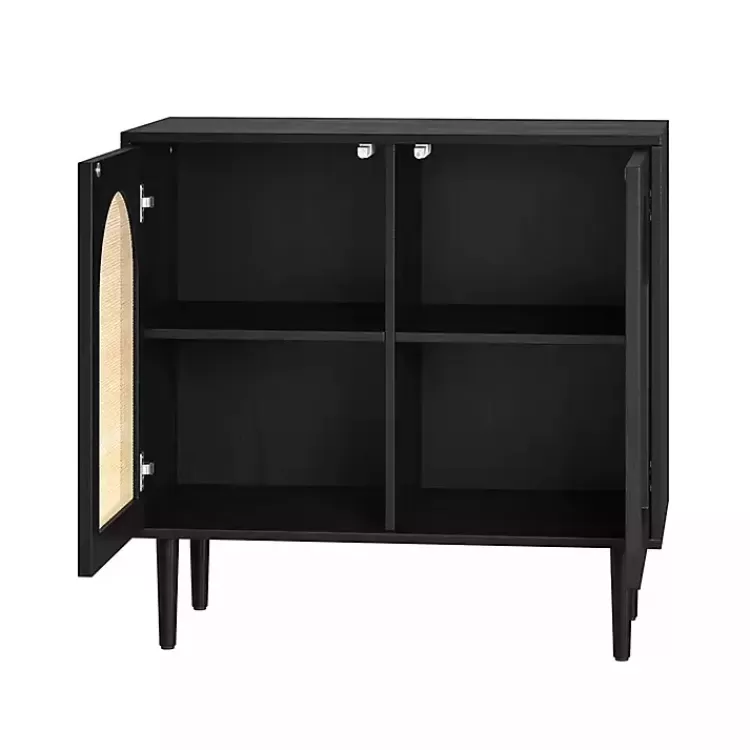 black_wood_and_arched_rattan_door_cabinet_5.webp Wood and Arched Rattan 2-Door Cabinet>Kirklands Home Flash Sale