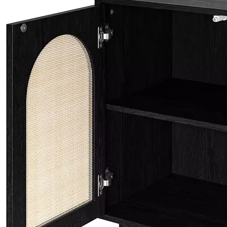 black_wood_and_arched_rattan_door_cabinet_6.webp Wood and Arched Rattan 2-Door Cabinet>Kirklands Home Flash Sale