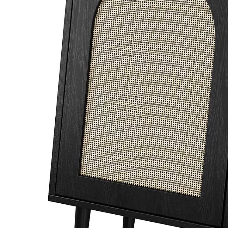 black_wood_and_arched_rattan_door_cabinet_7.webp Wood and Arched Rattan 2-Door Cabinet>Kirklands Home Flash Sale