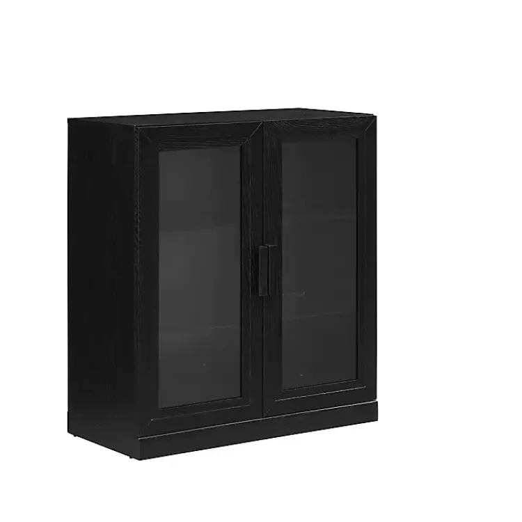 Black Wood and Glass Stackable Storage Cabinet>Kirklands Home Best