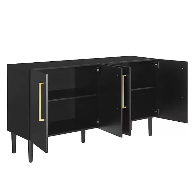 black_wood_and_gold_door_cabinet_2.webp Wood and Gold 4-Door Cabinet>Kirklands Home Hot