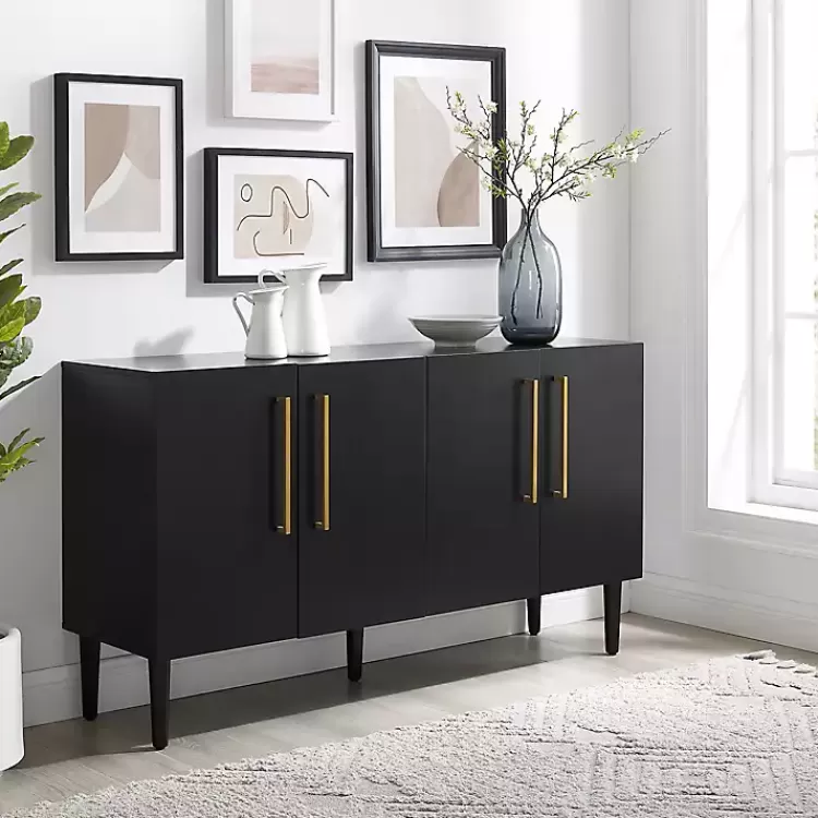black_wood_and_gold_door_cabinet_4.webp Wood and Gold 4-Door Cabinet>Kirklands Home Hot