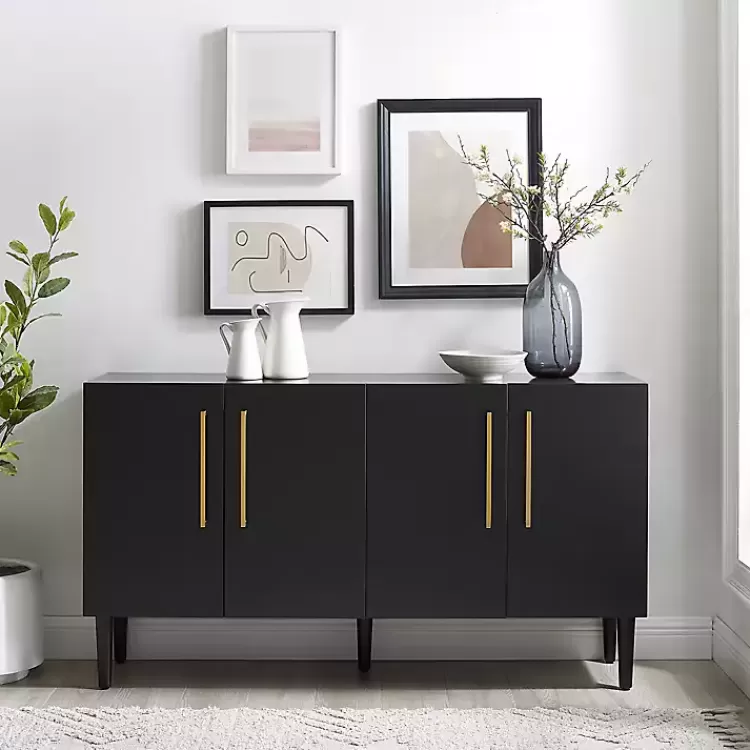 black_wood_and_gold_door_cabinet_5.webp Wood and Gold 4-Door Cabinet>Kirklands Home Hot
