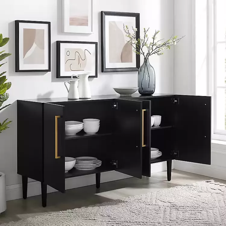 black_wood_and_gold_door_cabinet_6.webp Wood and Gold 4-Door Cabinet>Kirklands Home Hot
