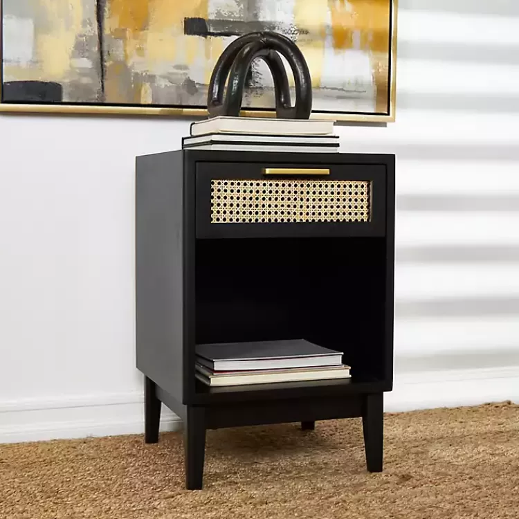 Wood and Natural Rattan Drawer Nightstand>Kirklands Home Store