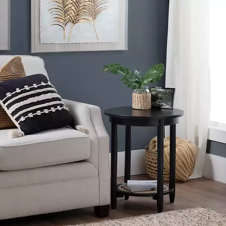 black_wood_and_rattan_boho_accent_table_2.webp Wood and Rattan Boho Accent Table>Kirklands Home New