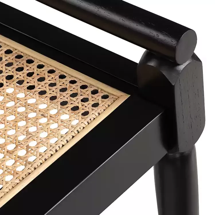 black_wood_and_rattan_boho_bench_2.webp Wood and Rattan Boho Bench>Kirklands Home Outlet