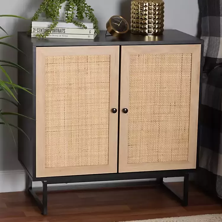 black_wood_and_rattan_door_cabinet_7.webp Wood and Rattan 2-Door Cabinet>Kirklands Home Discount