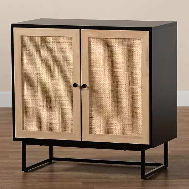 black_wood_and_rattan_door_cabinet_8.webp Wood and Rattan 2-Door Cabinet>Kirklands Home Discount