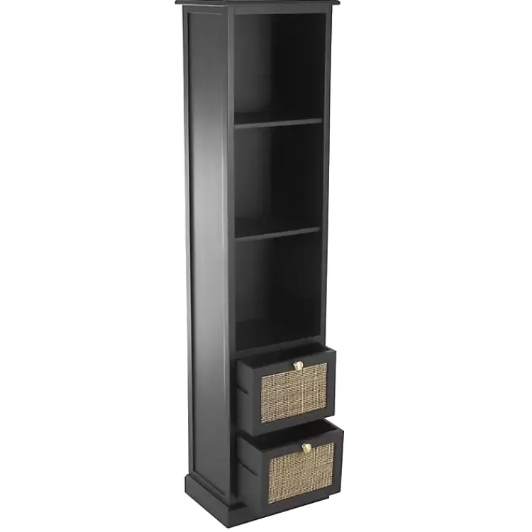 Wood and Rattan 3-Tier Bookcase>Kirklands Home Clearance