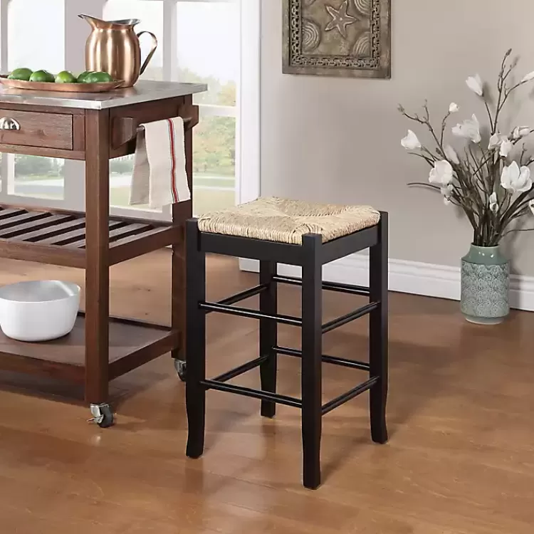 Wood and Woven Rush Counter Stool>Kirklands Home Best Sale