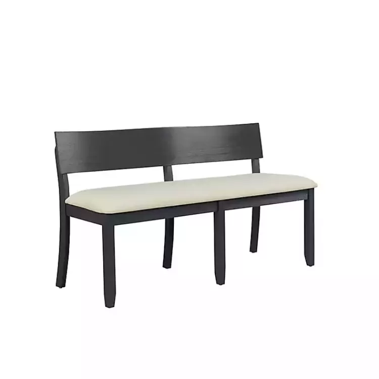 Black Wood Cream Upholstered Bench>Kirklands Home Sale