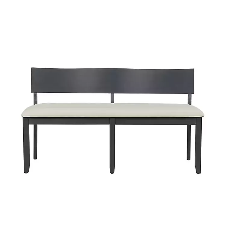 Black Wood Cream Upholstered Bench>Kirklands Home Sale