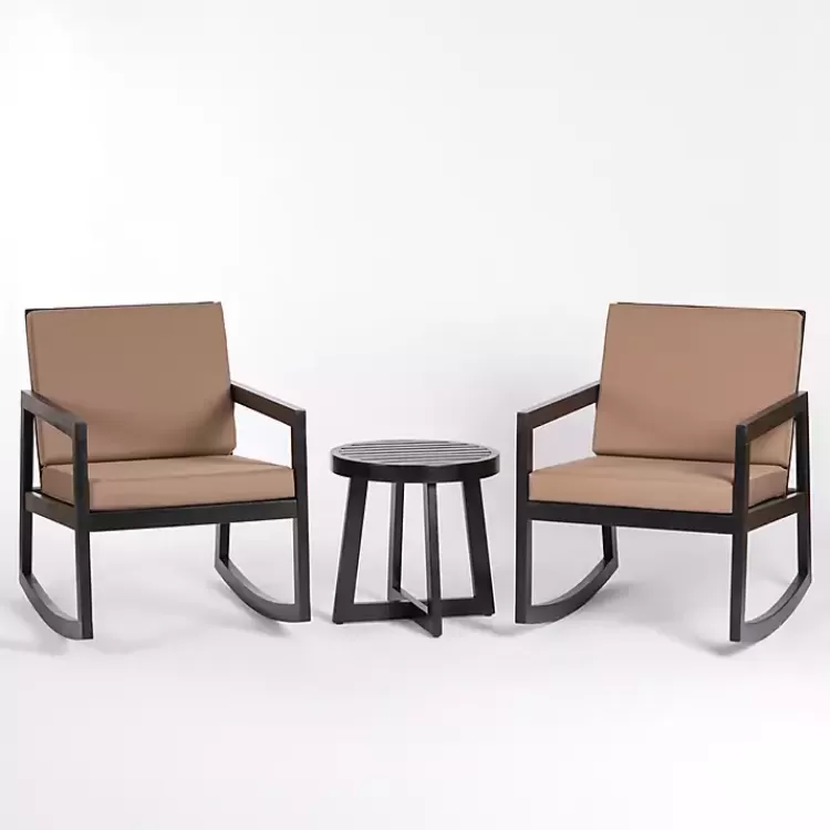 Black Wood Cushioned Rocker 3-pc. Conversation Set>Kirklands Home Flash Sale