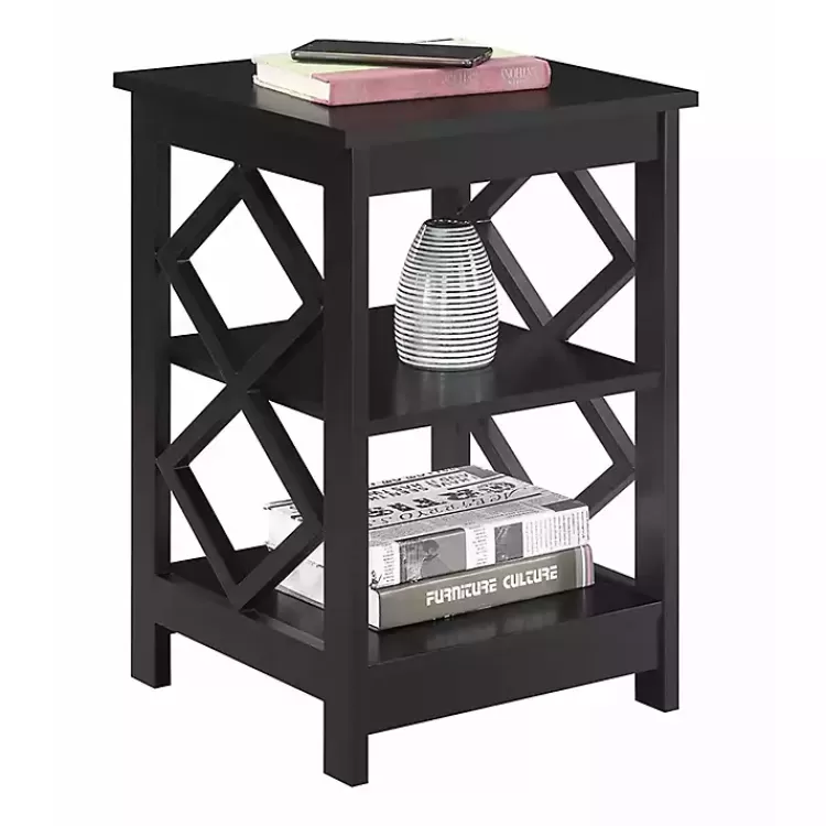 black_wood_diamond_tier_accent_table_2.webp Wood Diamond 2-Tier Accent Table>Kirklands Home New