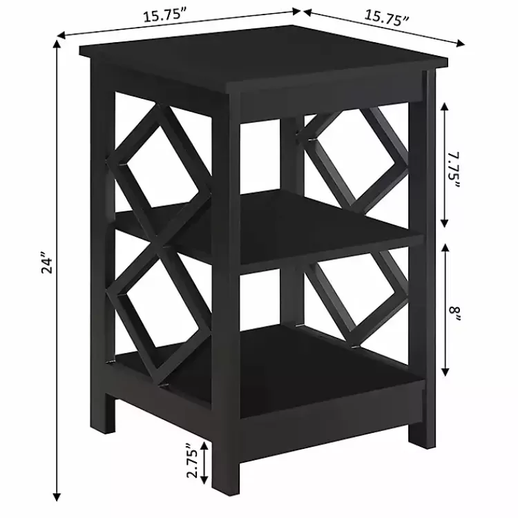 black_wood_diamond_tier_accent_table_4.webp Wood Diamond 2-Tier Accent Table>Kirklands Home New