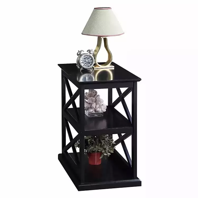 black_wood_double_x_sides_accent_table_2.webp Wood Double X Sides Accent Table>Kirklands Home Hot