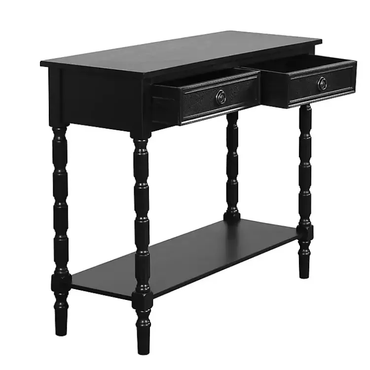 black_wood_drawer_barrett_console_table_4-1.webp Wood 2-Drawer Barrett Console Table>Kirklands Home New