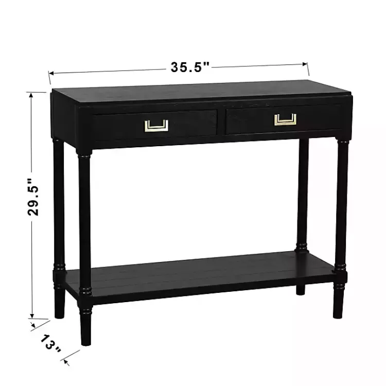 black_wood_drawer_layla_console_table_7.webp Wood 2-Drawer Layla Console Table>Kirklands Home Best