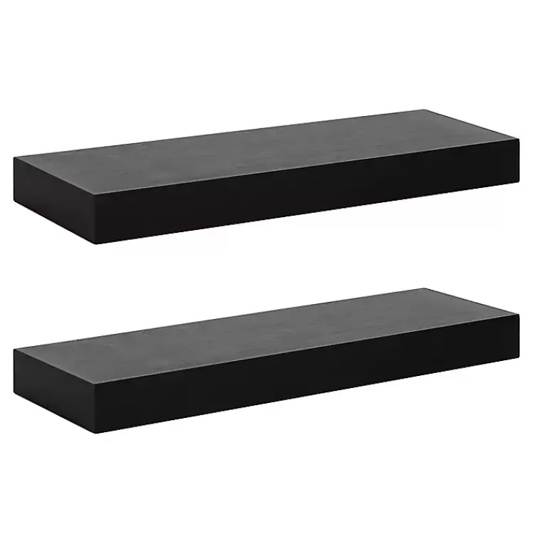 Black Wood 2-pc. Floating Shelves, 24 in.>Kirklands Home Online