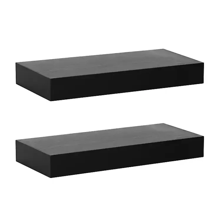 Black Wood 2-pc. Floating Shelves, 18 in.>Kirklands Home Cheap
