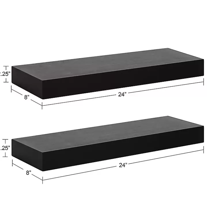 Black Wood 2-pc. Floating Shelves, 24 in.>Kirklands Home Online