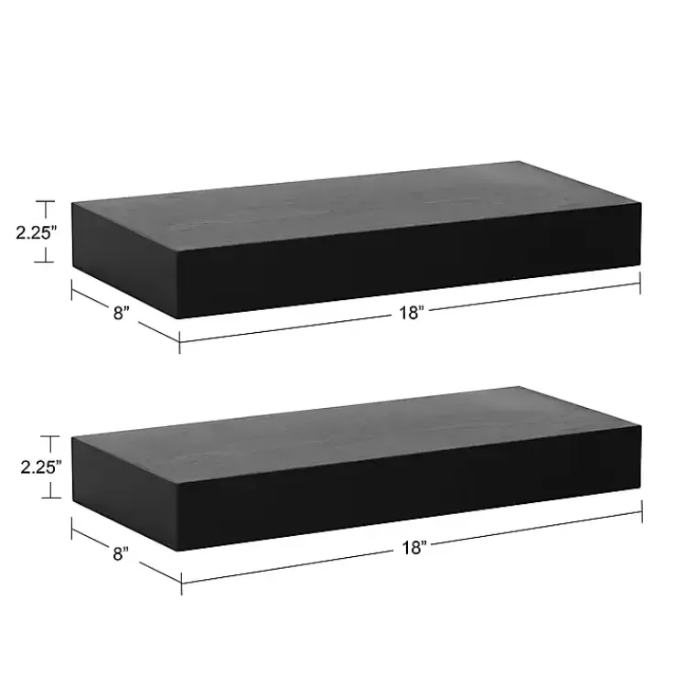 Black Wood 2-pc. Floating Shelves, 18 in.>Kirklands Home Cheap