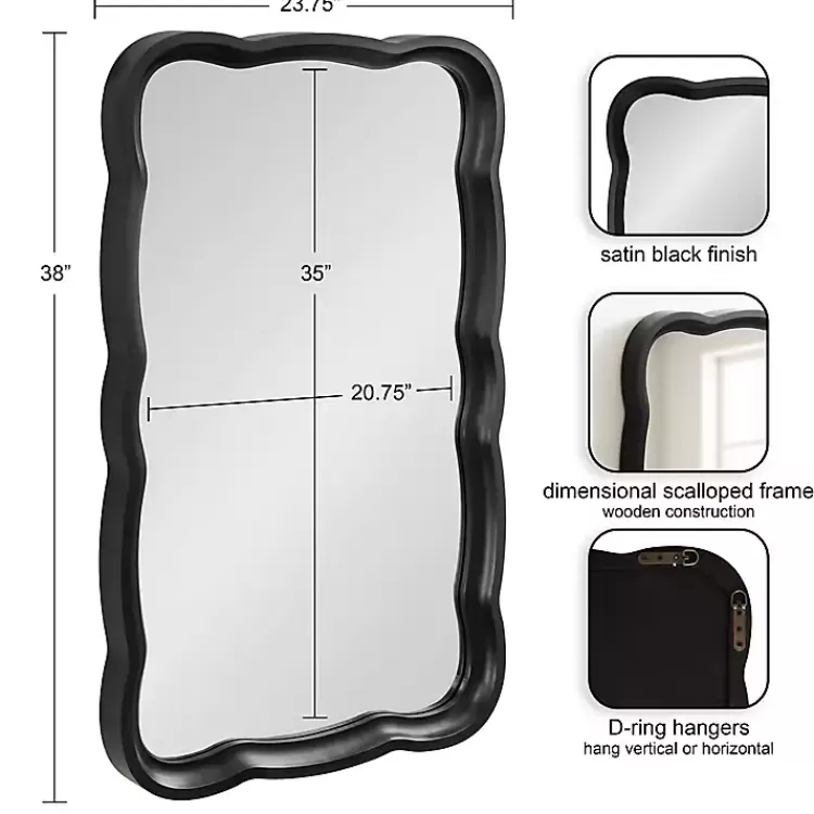 Black Wood Scalloped Leigh Wall Mirror>Kirklands Home Shop