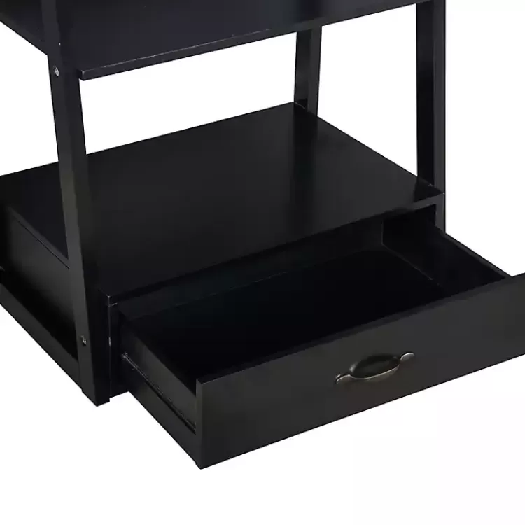 black_wood_shelf_leaning_bookshelf_5.webp Wood 5-Shelf Leaning Bookshelf>Kirklands Home Outlet