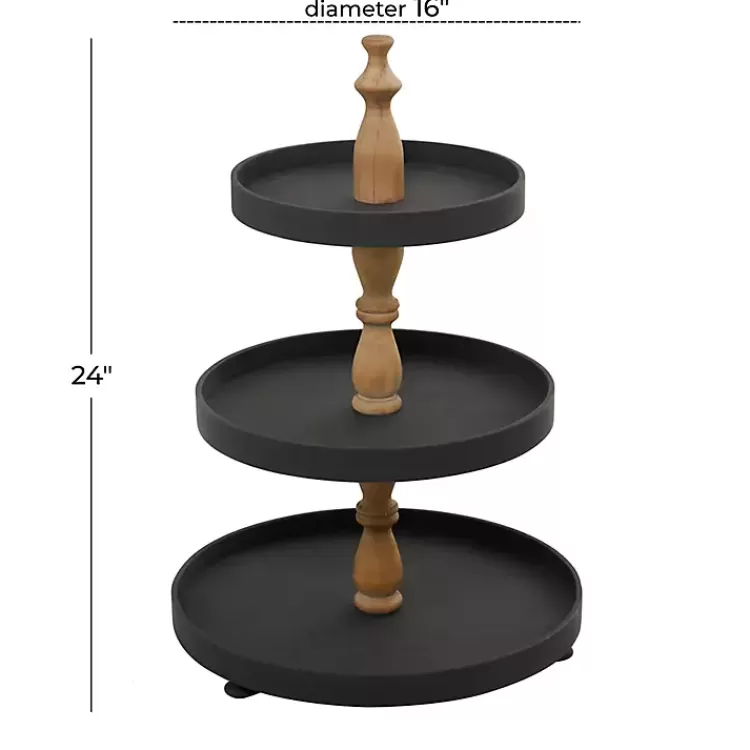 black_wood_tiered_decorative_tray_3.webp Wood 3-Tiered Decorative Tray>Kirklands Home Online