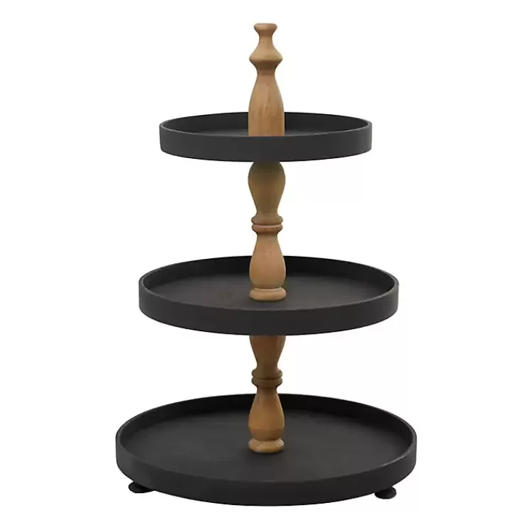 black_wood_tiered_decorative_tray_4.webp Wood 3-Tiered Decorative Tray>Kirklands Home Online
