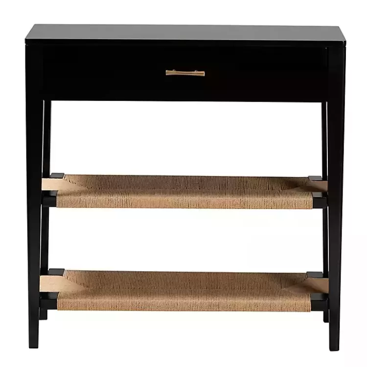 black_wood_woven_shelves_console_table_2.webp Wood Woven Shelves Console Table>Kirklands Home New