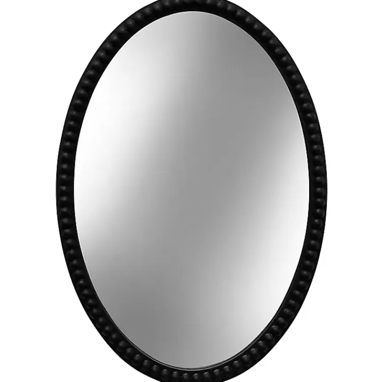 Black Wooden Oval Beaded Mirror>Kirklands Home Flash Sale