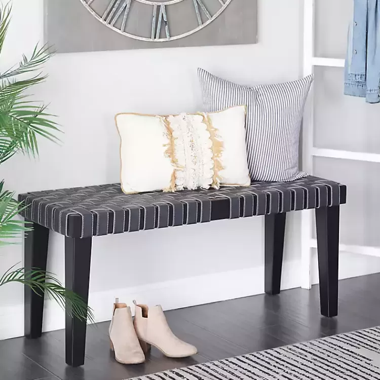 Woven Faux Leather Bench>Kirklands Home New
