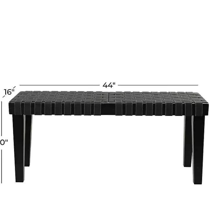 black_woven_faux_leather_bench_4.webp Woven Faux Leather Bench>Kirklands Home New