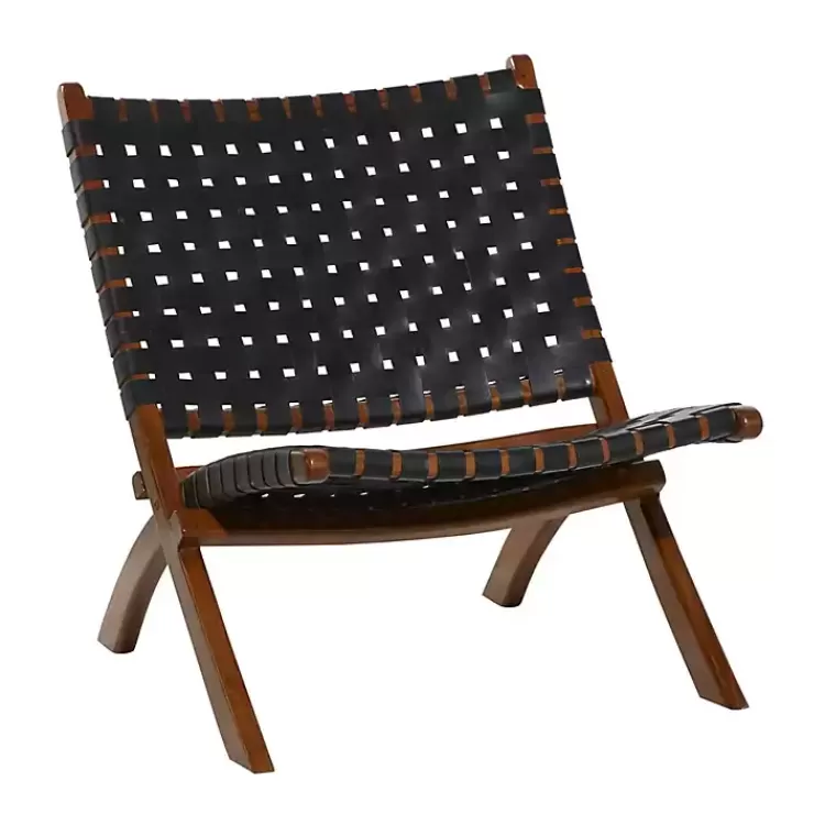 Woven Leather Folding Accent Chair>Kirklands Home Cheap