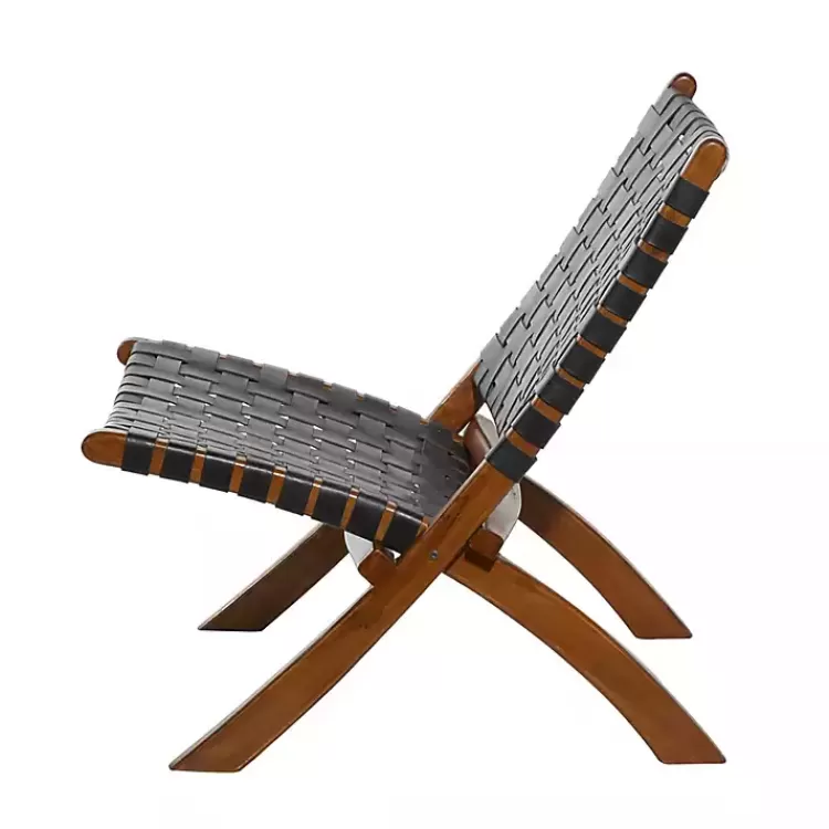 Woven Leather Folding Accent Chair>Kirklands Home Cheap