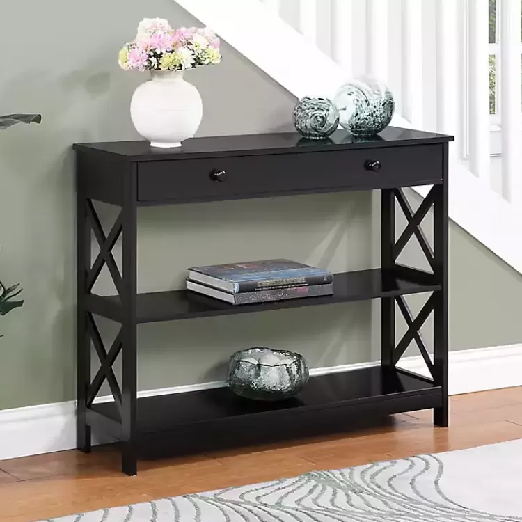 Black X-Frame 2-Shelf Console Table>Kirklands Home Cheap