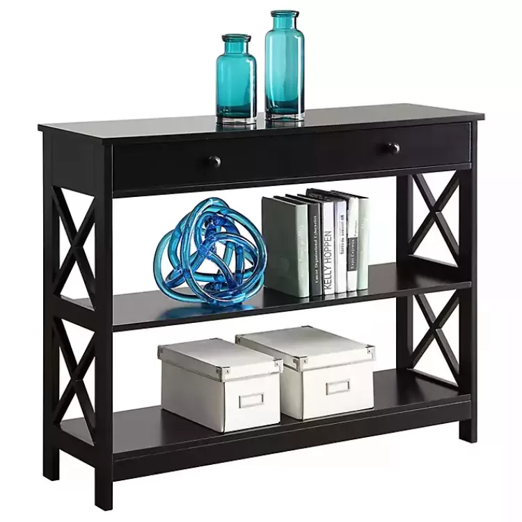 black_xframe_shelf_console_table_2.webp Black X-Frame 2-Shelf Console Table>Kirklands Home Cheap