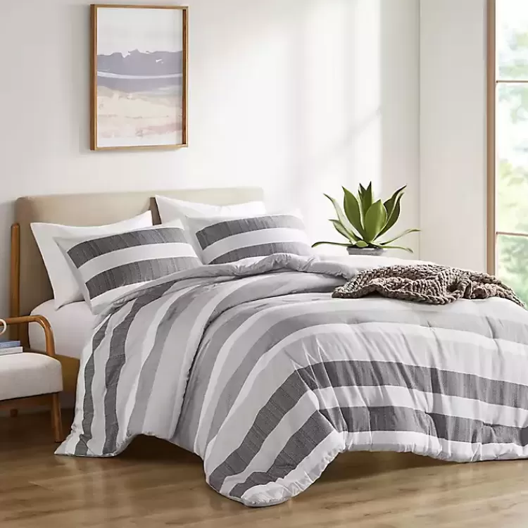 Blake Gray Stripe 3-pc. Full/Queen Comforter Set>Kirklands Home Clearance