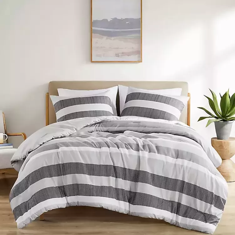 Blake Gray Stripe 3-pc. Full/Queen Comforter Set>Kirklands Home Clearance