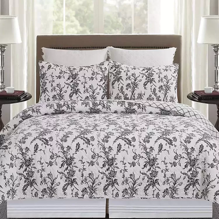 Bleighton Black Floral 3-pc. Full/Queen Quilt Set>Kirklands Home Fashion