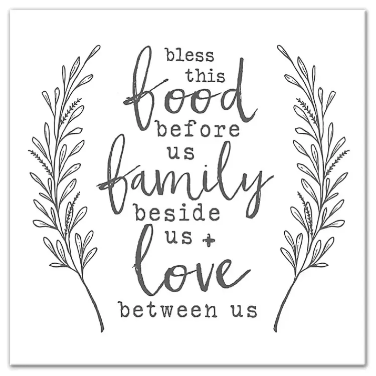 Bless This Food White and Gray Canvas Art Print>Kirklands Home Best
