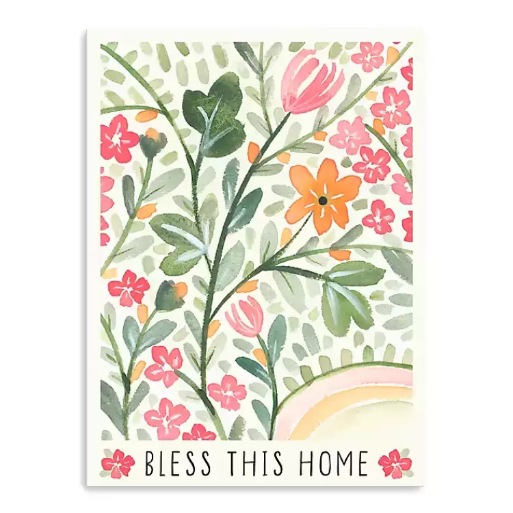 Bless This Home Floral Canvas Art Print>Kirklands Home Discount