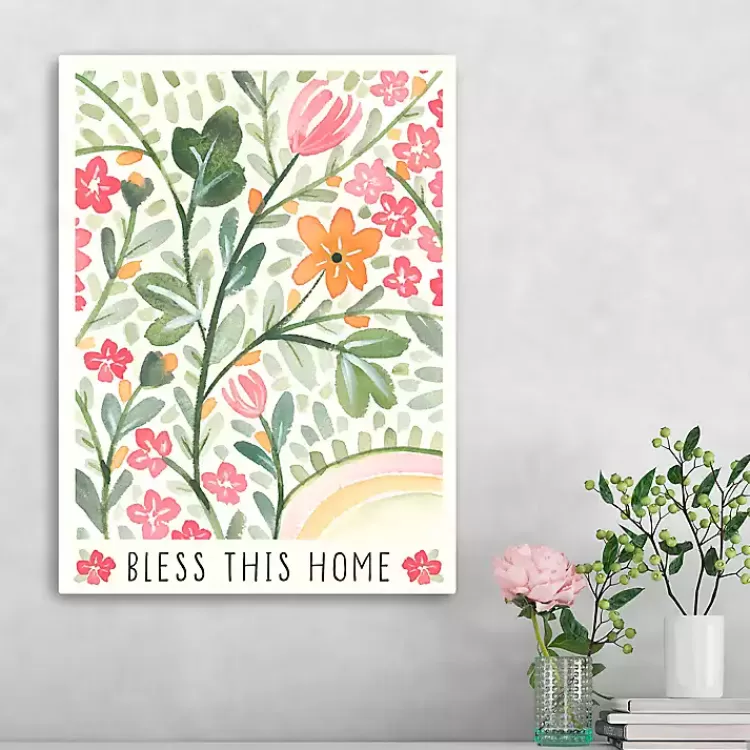 Bless This Home Floral Canvas Art Print>Kirklands Home Discount
